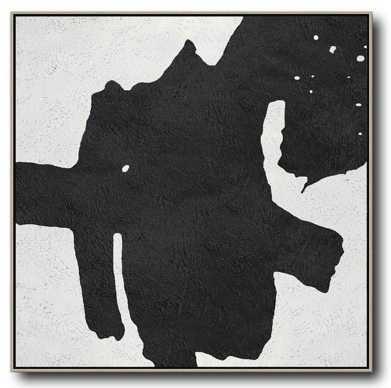 Large Abstract Art Handmade Oil Painting,Oversized Minimal Black And White Painting - Original Abstract Oil Paintings